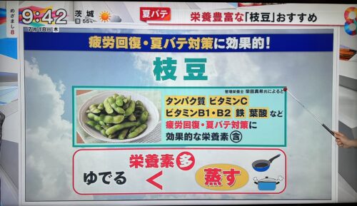 【フジテレビ】めざまし8「疲労回復・夏バテに効果的…枝豆」コメント出演のイメージ